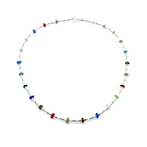 multi color beach glass necklace
