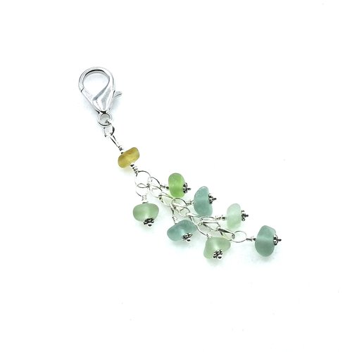 real sea glass zipper pull