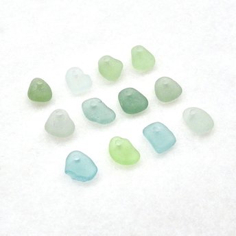Tiny Sea Glass for Beads Pastel Drilled Beach Charms for Jewelry Making Sew on Teardrop 