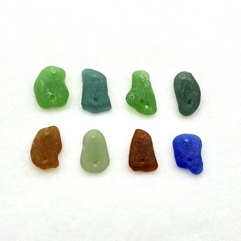 Two Hole Sea Glass Beads, Double Drilled Beach Glass for Jewelry Making, DIY Craft Supply