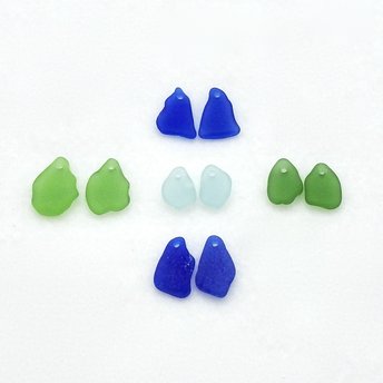 Sea Glass Earring Pair Charms Jewelry Bead Gift Making Supply