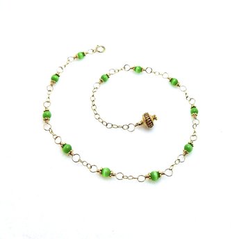 green beaded anklet for women