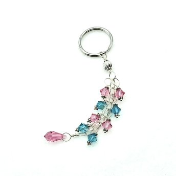 Crystal Dangle Keychain Turquoise Blue Pink Teardrop Charm Silver Chain Car Key Accessories Gifts