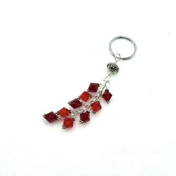 Red Crystal Fancy Keychain for Her Unique Dangly Keyrings for Ladies Gifts Made in Canada