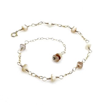 Mother of Pearl Jewelry, Adjustable Gold Chain Ankle Bracelet, Handmade Gifts Canada