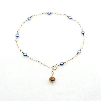 blue pearl anklet for women