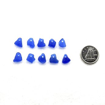 Drop Beads for Jewelry Making, Tiny Cobalt Blue Top Drilled Sea Glass Beads for Sew on Fringe or Decoration