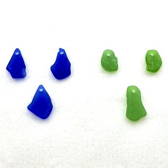 Beach Charms for Jewelry Making Top Drilled Sea Glass Earring Pairs Matching Necklace Pendant Cobalt Blue Green