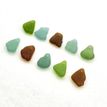 Top Drilled Small Sea Glass Beads for Jewelry Making, Beach Charms for Necklaces and Bracelets, Natural Ocean Craft Supply