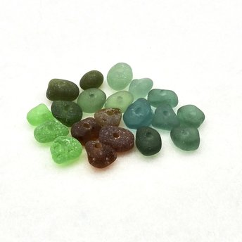 Center Drilled Sea Glass Beads, Large 2mm Hole Real Beach Glass for Jewelry Making Unusual Craft Supply
