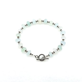Genuine Sea Glass Bracelet Pastel Color Handmade Real Beach Jewelry Special Gift for Women