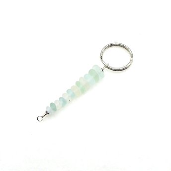 Sea Glass Keychain for Women, Soft Pastel Ocean Themed Keyring, Handmade in Canada