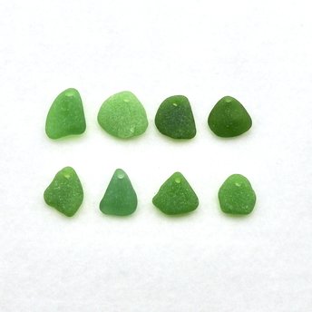 Green Sea Glass Pendants and Charms, Top Drilled Beads for Jewelry Making, Sun Catcher Craft Supply
