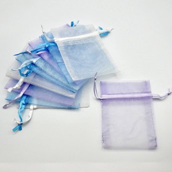 Organza Bags Canada 3x4, Small Ribbon Drawstring Pouches, Set of 10, Assorted Pastel Colors