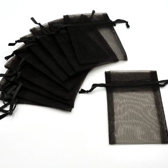 Organza Small Gift Bags 3x4, Dark Brown Drawstring Pouches for Jewelry Packaging