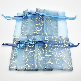 Organza Gift Bags 3x4 Canada Shades of Blue Small Drawstring Pouch Sheer Jewelry Packaging