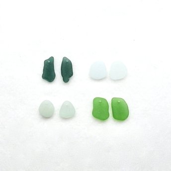 Top Drilled Sea Glass Earring Pair Charms for Jewelry Making Real Beach Glass Beads for Crafts