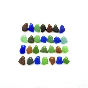 genuine sea glass small top drilled charms for jewelry making