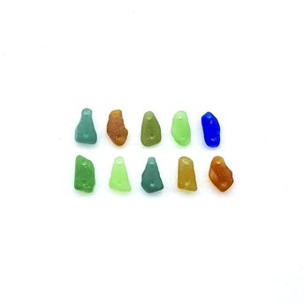 drilled sea glass two hole beads