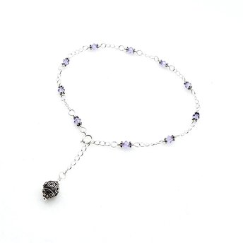 Violet purple crystal anklet for women