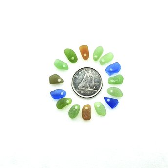 Sea Glass Tiny Charms Top Drilled Real Beach Glass Fringe Beads for Jewelry Making Sew On