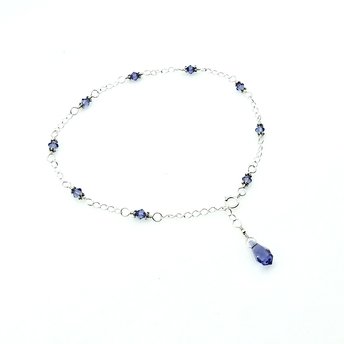 Ladies Anklet Bracelet Women's Handmade Gift Purple Crystal Bead Delicate Style Adjustable Jewelry 