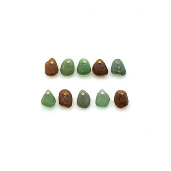 Genuine Sea Glass Charms Earth Tone Colors Top Drilled Hole for Jewelry Making, Sewing or Crafts