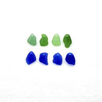 Sea Glass Charms Cobalt Blue and Green Drilled Beads for Jewelry Making or Beach Crafts