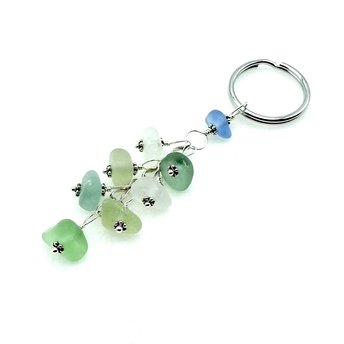 Sea Glass Keyring Beach Keychain Dangle for Car Keys Handmade Unique Gifts Purse Accessories