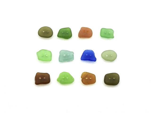 Beach Glass Buttons for Sale Arts and Craft Supply Double Drilled Real Sea Glass Closure Fastener
