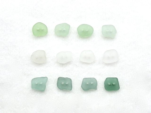 Unique Sea Glass Buttons for Sale Sewing Knitting Crochet Fasteners Two Hole Closure Beach Craft Supply