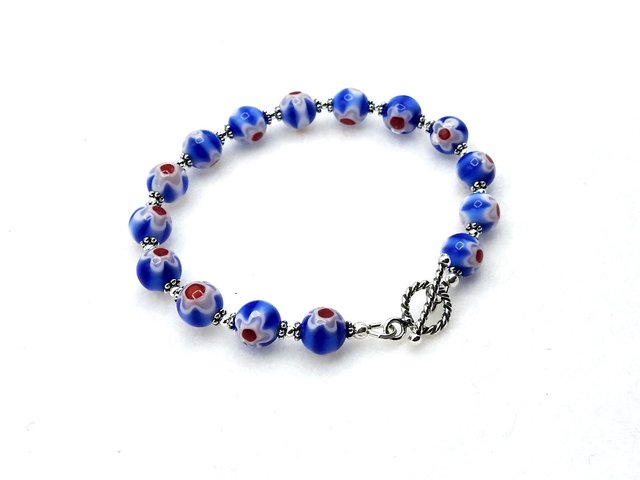 millefiori bead bracelet 7 3/4" in length