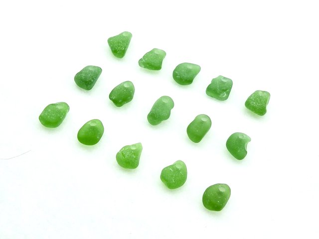 Green Tiny Sea Glass Charms for Jewelry Making Sew on Craft Supply Top Drilled Beach Beads