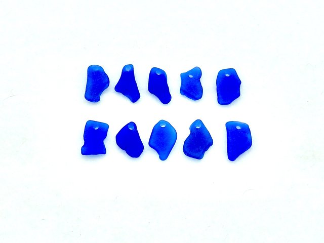 Sea Glass Pendants and Charms Cobalt Cornflower Blue Unusual Shapes Beach Craft Supply