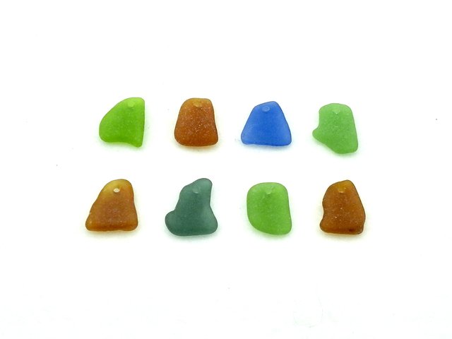 Genuine Sea Glass Pendants Top Hole Drilled Large Charms Beach Craft Supply Mixed Colors 