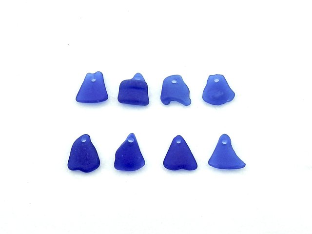 Cobalt Blue Beach Glass Charms Small Pendants for Jewelry Making Beach Craft Supply 